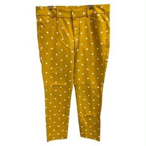 Stylish Mustard Polka Dot Women's Pants Size M